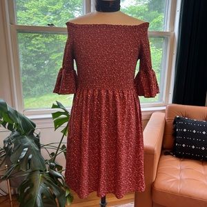 *PLUS SIZE* Boho Style Shirred Bodice Dress